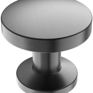 Alzassbg 10 Pack Brushed Black Nickel Cabinet Knobs - 1.1 Inch Round Hardware for Kitchen Dresser Drawer - Stylish & Dur